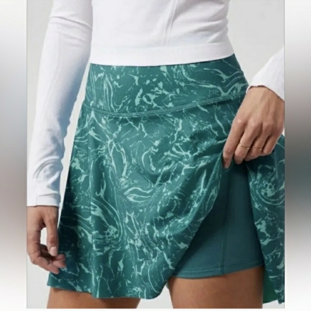 Athleta 1X Ace Printed Tennis Skort 13.5" Teal Marble Skater Skirt - Picture 10 of 10